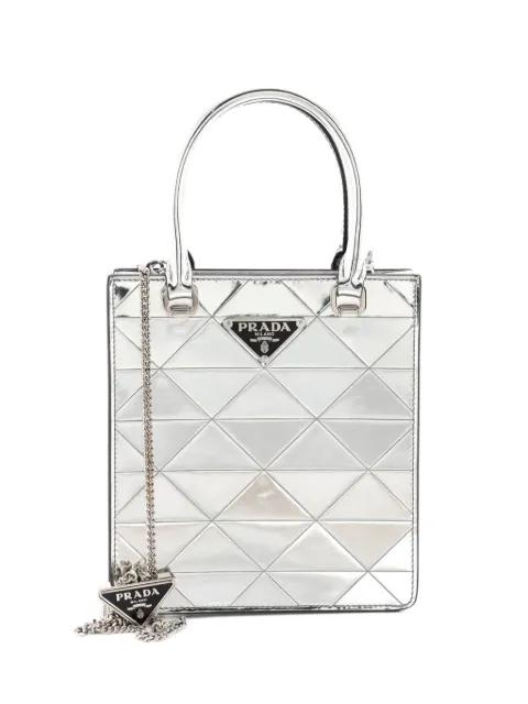 Triangle Spazzolato Leather Mini tote bag by PRADA 