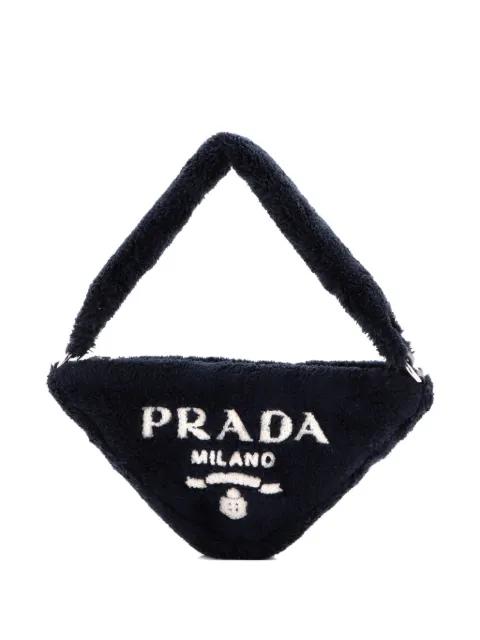 Triangle Top Handle Pouch Bag Terry Cloth Mini shoulder bag by PRADA 