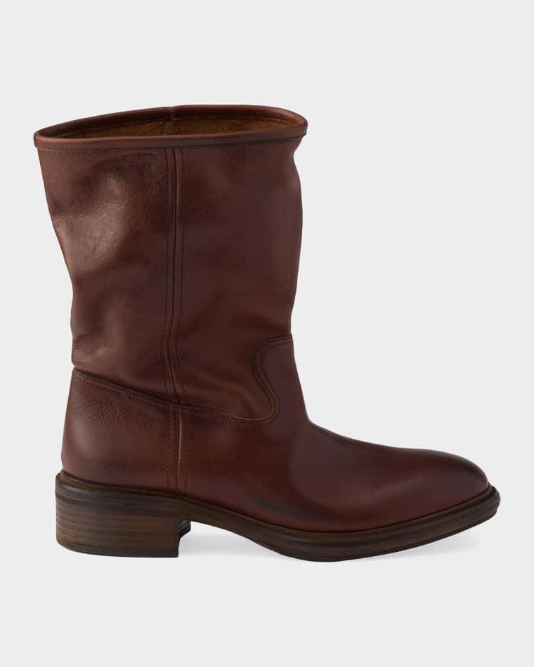 Vintage-Effect Leather Boots by PRADA