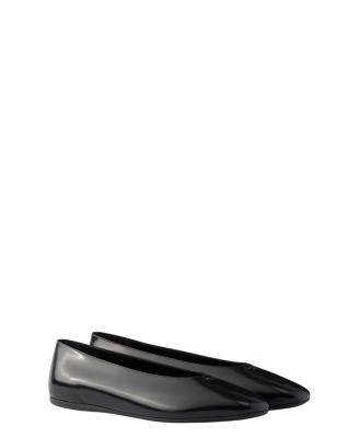 Women's Brushed Leather Ballerinas by PRADA