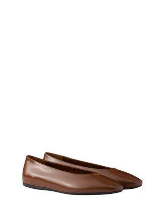 Women's Brushed Leather Ballerinas by PRADA