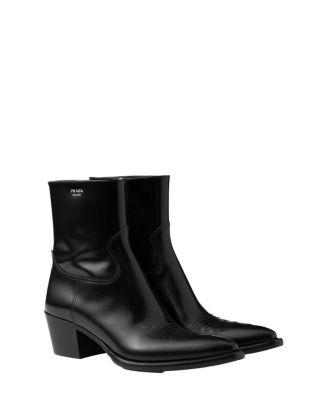 Women's Brushed Leather Booties by PRADA