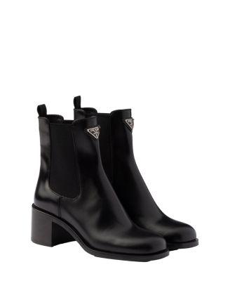 Women's Brushed Leather Booties by PRADA