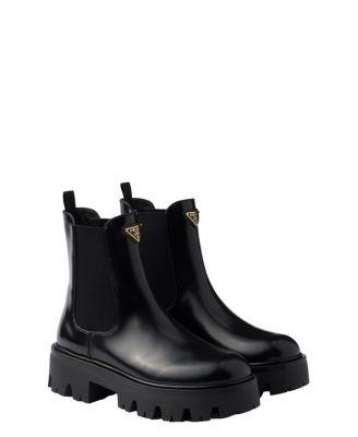 Women's Brushed Leather Booties by PRADA