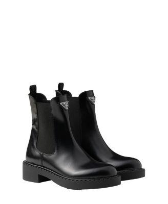 Women's Brushed Leather Chelsea Booties by PRADA