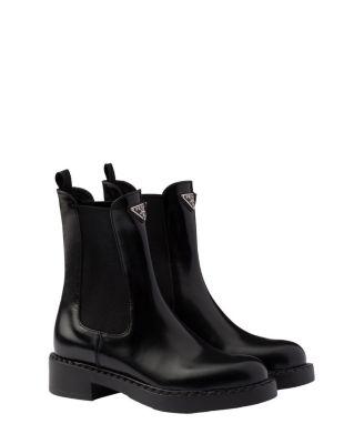 Women's Brushed Leather Chelsea Boots by PRADA