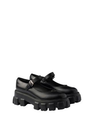Women's Brushed Leather Monolith Mary Janes by PRADA