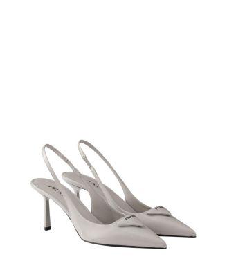 Women's Brushed Leather Slingback Pumps by PRADA