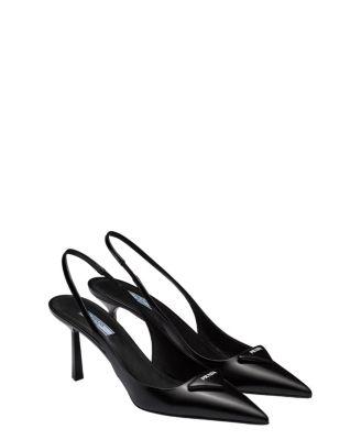 Women's Brushed Leather Slingback Pumps by PRADA