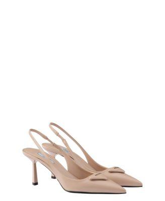 Women's Brushed Leather Slingback Pumps by PRADA