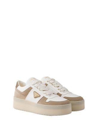 Women's Downtown Bold Nappa Leather and Suede Sneakers by PRADA
