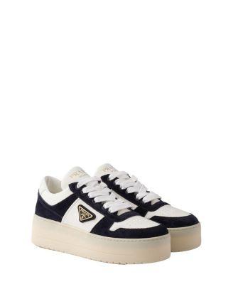 Women's Downtown Bold Nappa Leather and Suede Sneakers by PRADA