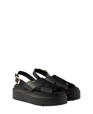 Women's Leather Crisscross Sandals by PRADA