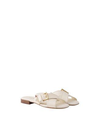 Women's Leather Crisscross Slides With Buckle by PRADA