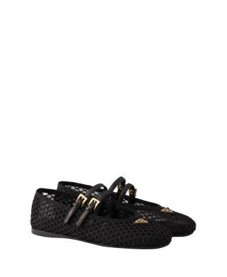 Women's Mesh Fabric Ballerinas by PRADA