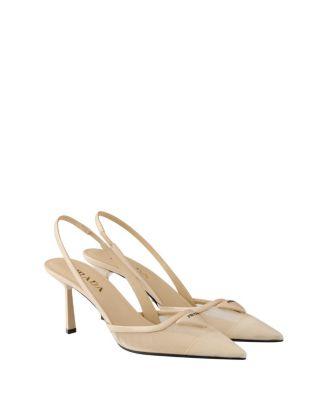 Women's Mesh Fabric Slingback Pumps by PRADA
