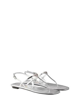 Women's Metallic Leather Thong Sandals by PRADA