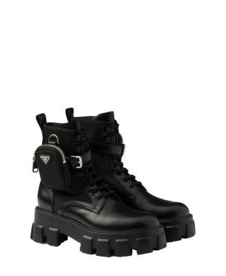 Women's Monolith Leather and Re-Nylon Boots with Pouch by PRADA