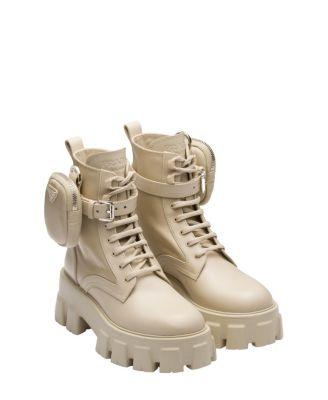 Women's Monolith Leather and Re-Nylon Boots with Pouch by PRADA