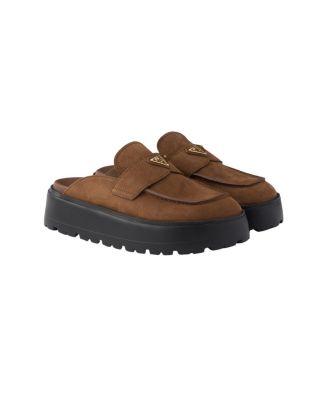 Women's Nubuck Flatform Mules by PRADA