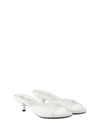 Women's Patent Leather Kitten Heel Sandals by PRADA