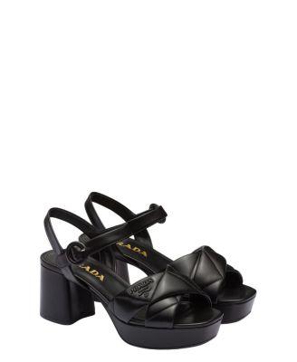 Women's Quilted Nappa Leather Platform Sandals by PRADA Women's Quilted Nappa Leather Platform Sandals by PRADA