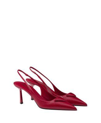 Women's Saffiano Patent Leather Slingback Pumps by PRADA