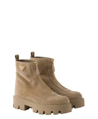 Women's Suede Booties with Zip by PRADA