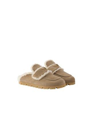 Women's Suede and Shearling Mules by PRADA