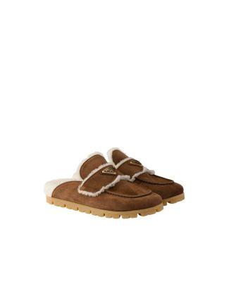 Women's Suede and Shearling Mules by PRADA