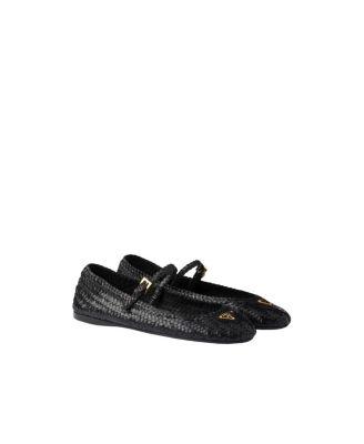 Women's Woven Leather Ballerinas by PRADA