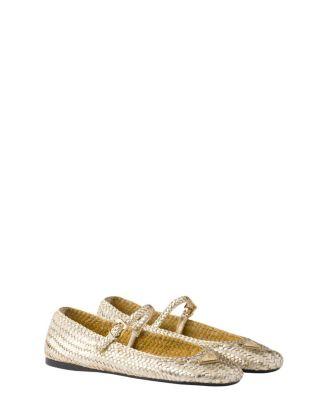 Women's Woven Leather Ballerinas by PRADA