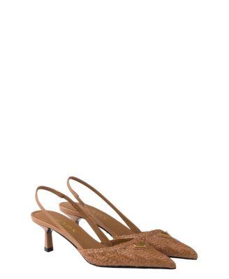 Women's Woven Leather Slingback Pumps by PRADA