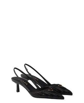 Women's Woven Leather Slingback Pumps by PRADA