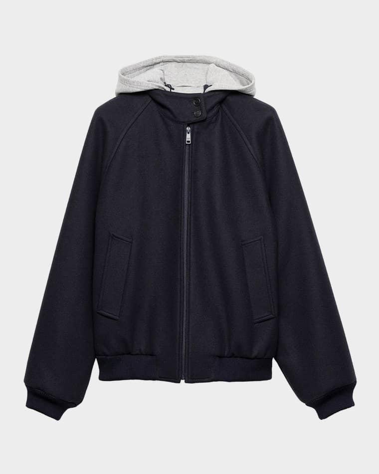 Wool-Blend Fleece Hooded Jacket by PRADA