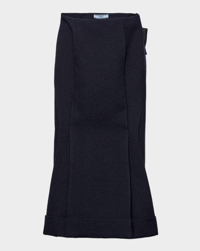 Wool Jacquard Trumpet Midi Skirt by PRADA