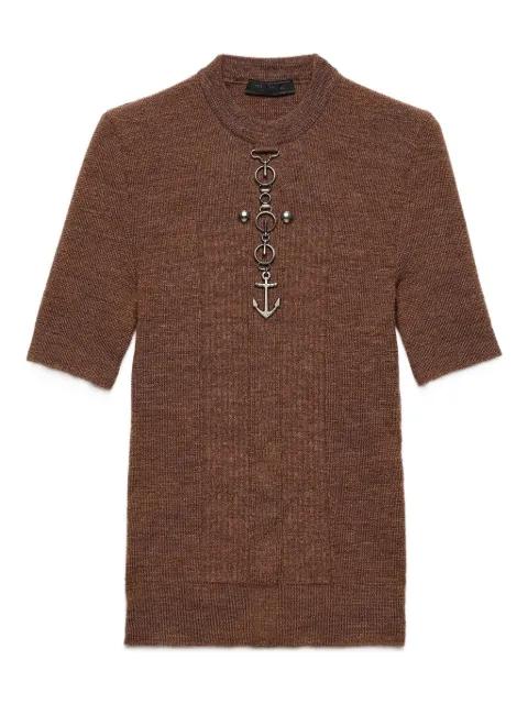 anchor-detail ribbed knit sweater by PRADA