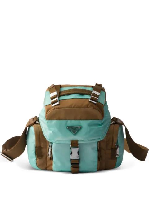 antiqued Re-Nylon and leather shoulder bag by PRADA