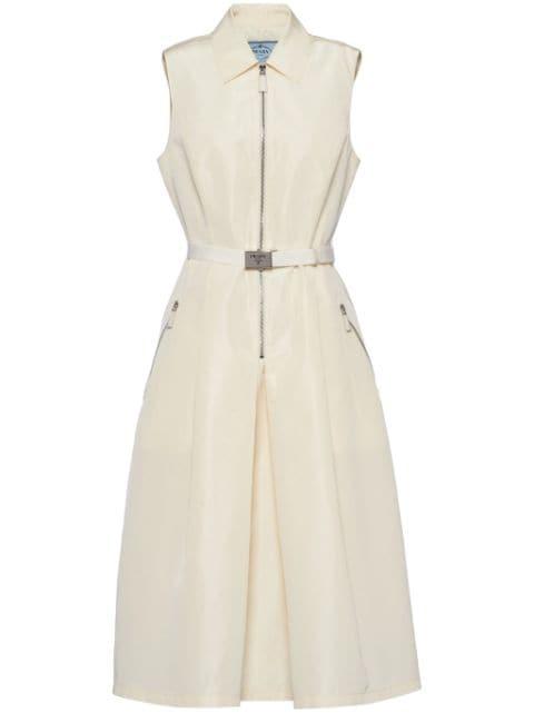 belted faille midi dress by PRADA