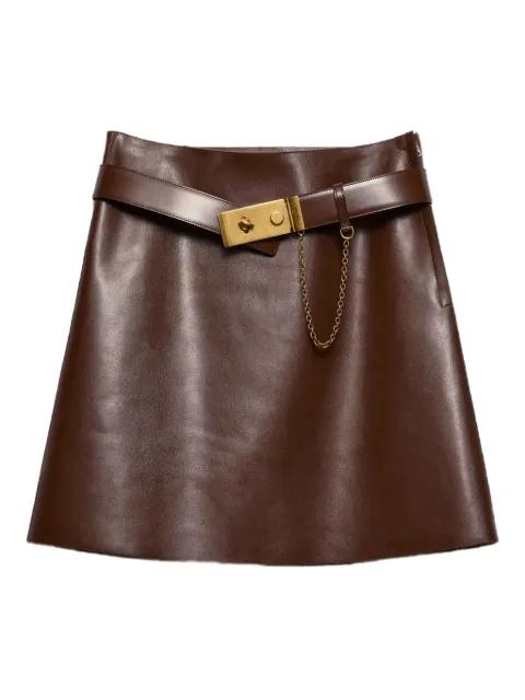 belted leather mini skirt by PRADA
