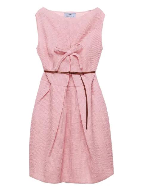 bow-detail pleated dress by PRADA