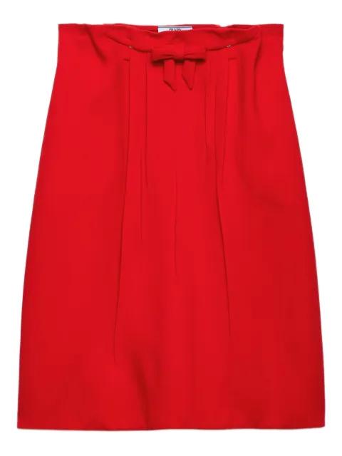 bow-detail pleated midi straight skirt by PRADA