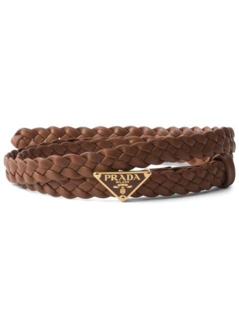 braided leather belt by PRADA