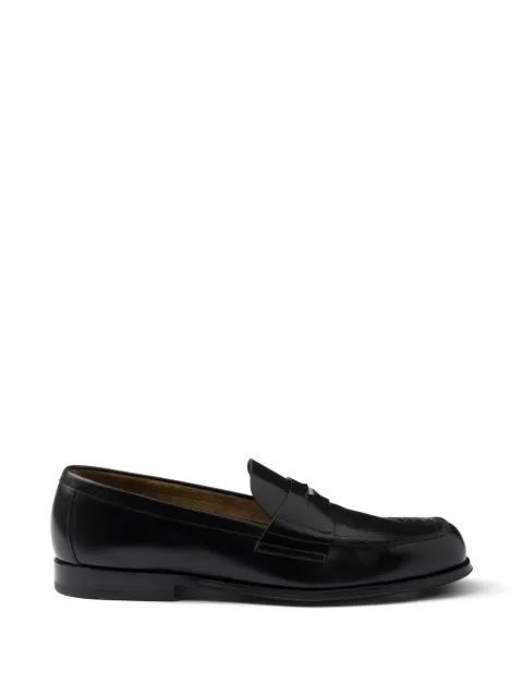 brushed leather loafers by PRADA