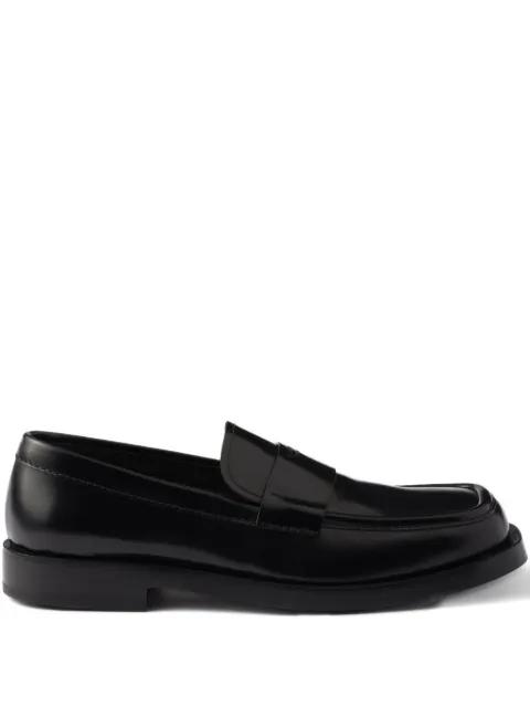 brushed leather loafers by PRADA
