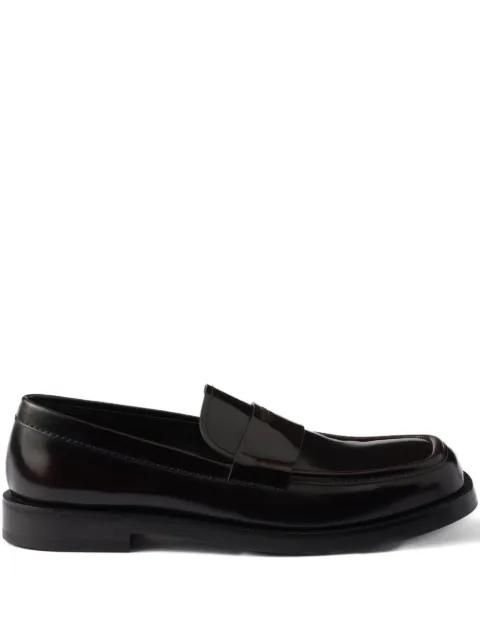 brushed leather loafers by PRADA