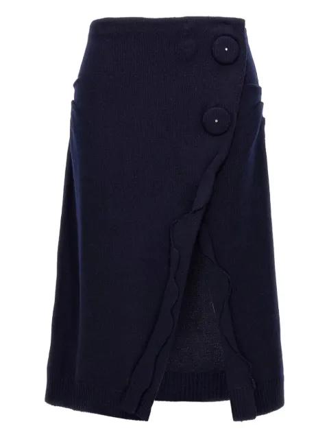 button-detailed cashmere midi skirt by PRADA