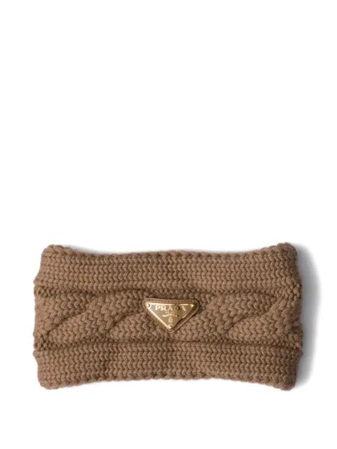 cable-knit triangle-logo headband by PRADA