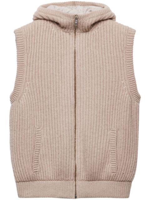 cashmere hoodied gilet by PRADA