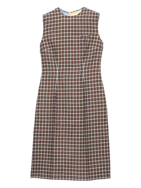 checked-pattern midi dress by PRADA